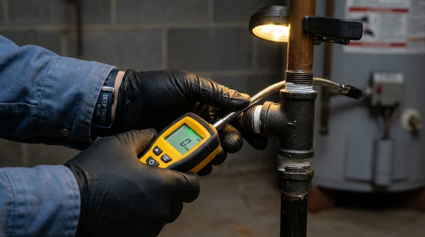 Gas leak detection with electronic sniffer by Johns Plumbing LLC in Shingletown