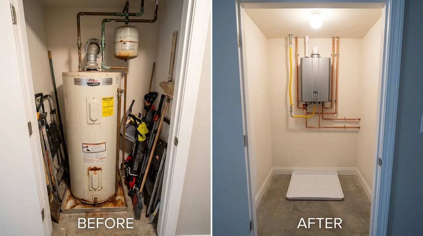 Tank water heater versus wall-mounted tankless unit comparison for Shingletown, CA homeowners